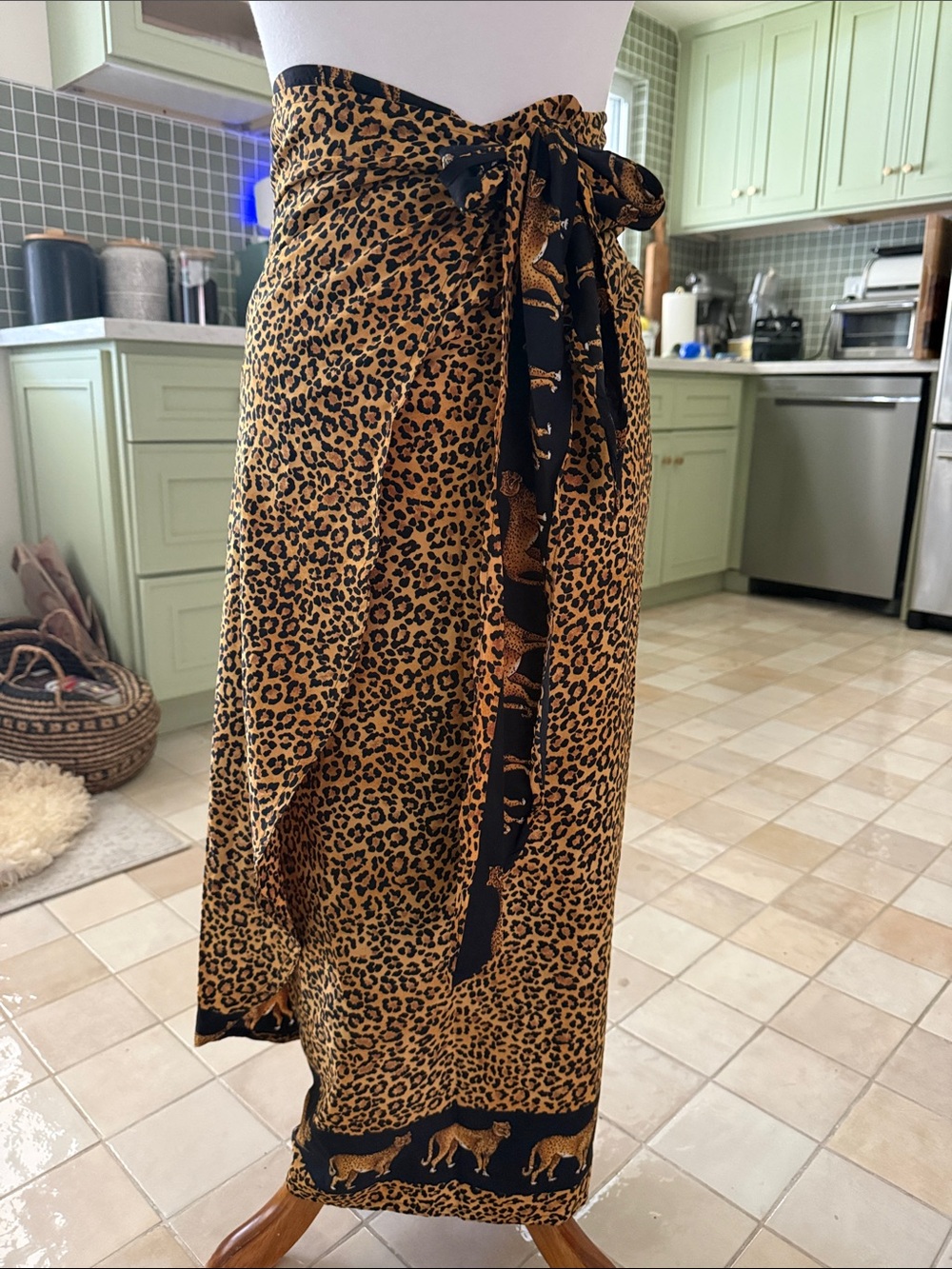 Vintage Rima Leopard Print Wrap Skirt - Women's Swim Cover